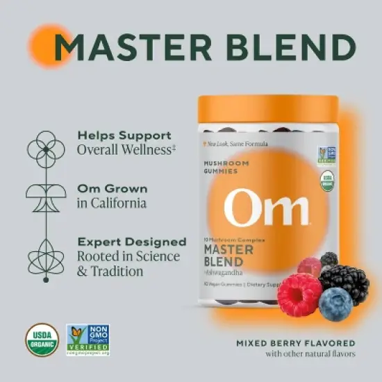 Om Mushrooms Master Blend + Ashwagandha Vegan Organic  Gummies - 40ct image {3}