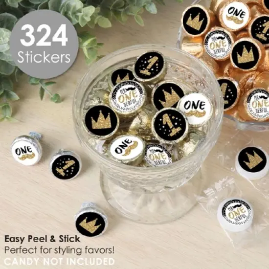 Big Dot of Happiness 1st Birthday Little Mr. Onederful - Boy First Birthday Party Small Round Candy Stickers - Party Favor Labels - 324 Count image {1}