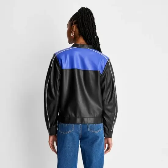 Women's Long Sleeve Faux Leather Jacket - Future Collective&trade; with Reese Blutstein Black image {1}