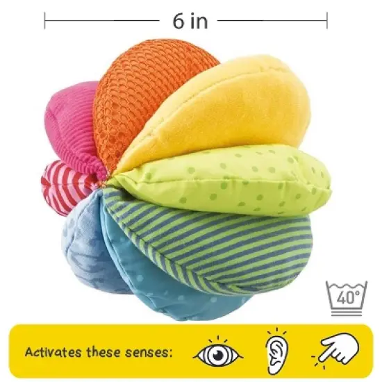 HABA Rainbow Fabric Ball - Machine Washable with 8 Different Sensory Effects image {2}