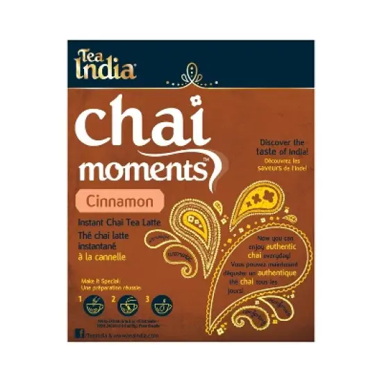 Tea India Chai Moments Cinnamon Chai Tea Instant Latte Mix with 10 Sachets Pack of 6 image {1}
