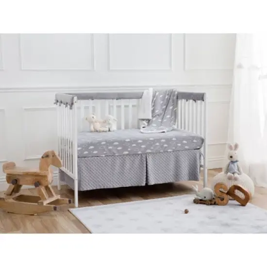 TL Care Heavenly Soft Chenille Reversible Crib Cover for Side Rails Gray/White - 2 Pack image {2}
