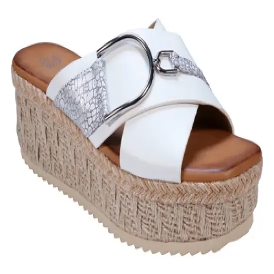 GC Shoes Lindsey Buckle Cross Strap Espadrille Slide Platform Sandals image {7}