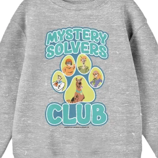 Scooby Doo Mystery Solvers Club Crew Neck Long Sleeve Athletic Heather Youth Sweatshirt image {1}