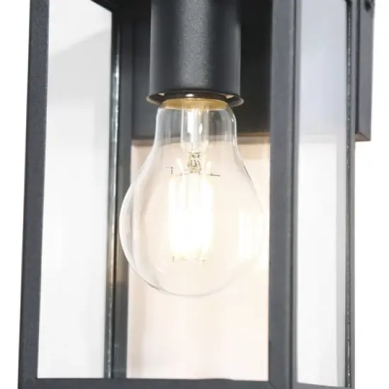 LNC Orlan 1-Light 9.3"H Modern Square Outdoor Wall Lights, Black with Clear Glass,2 Pack image {11}