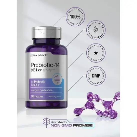 Horbaach Probiotics for Women & Men | 9 Billion CFU | 90 Capsules image {4}