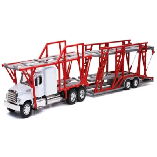 Freightliner 114SD Auto Transporter White and Red "Long Haul Trucker" Series 1/32 Diecast Model by New Ray image {1}