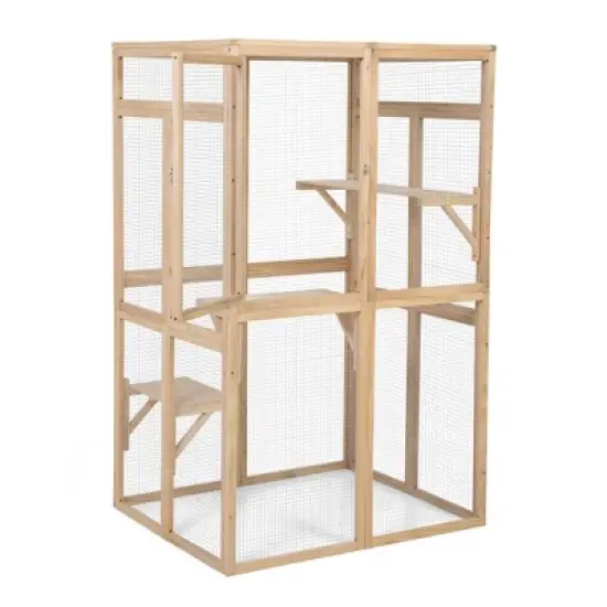 Sevobal Pet Carriers, Cat Cages Indoor Enclosure with Platforms and Lock, Cats Crate Large Exercise Place Ideal for 1-2 Cats, Brown, 39.4"*33.3"*63.8" image {5}