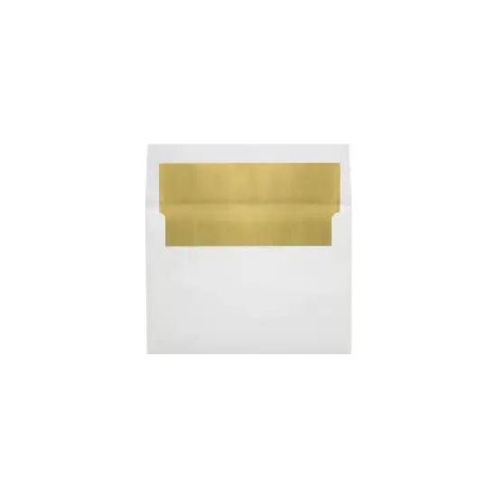 LUX A8 Foil Lined Invitation Envelopes (5 1/2 x 8 1/8) 50/Box White w/Gold LUX Lining image {1}