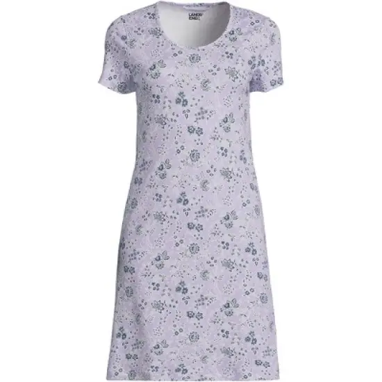 Lands' End Women's Cotton Short Sleeve Knee Length Nightgown image {4}