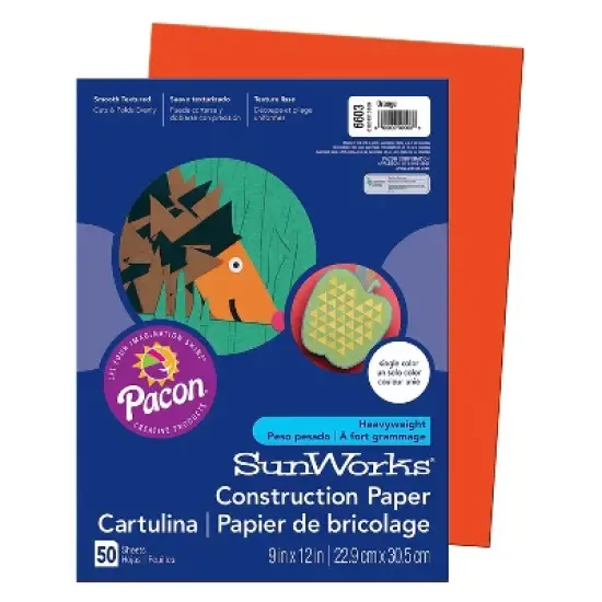 Pacon Prang Construction Paper Orange 9" x 12" 50 Sheets Per Pack 10 Packs (PAC6603-10) image {1}