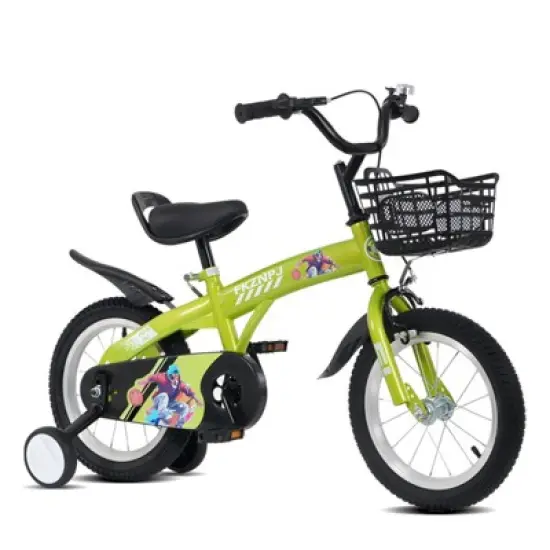 YONWAY 18" Kids Bike with Training Wheels & Kickstand - Adjustable Seat & Handlebars, Front & Rear Brakes for Ages 5-10, Height 45-57" image {16}