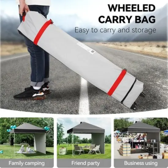 Foldable Canopy Wind Tunnel Tent,Portable Pop Up Patio Tent, Outdoor Tent 10 x 10 ft,Waterproof Windproof UV Proof, Stall Tent with Hand Bag, Black image {3}