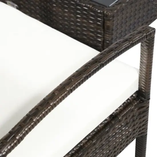 Outsunny Patio Porch Furniture Sets 4-PCS Rattan Wicker Chair w/ Table Conversation Set for Yard,Pool or Backyard Indoor/Outdoor Use image {5}