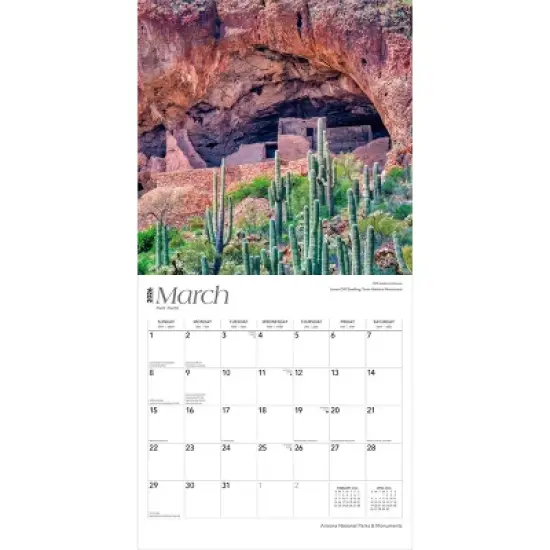 BrownTrout Arizona National Parks and Monuments 2026 12"x24" Hanging Square Wall Calendar Plastic-Free image {2}