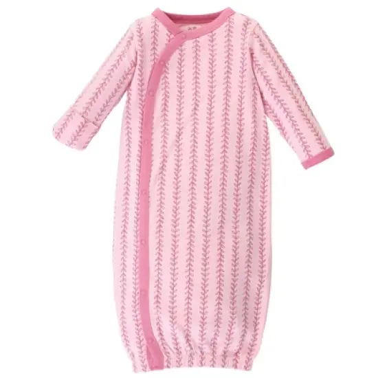 Touched by Nature Baby Girl Organic Cotton Side-Closure Snap Long-Sleeve Gowns 3pk, Botanical image {2}