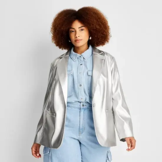 Women's Relaxed Fit Faux Leather Blazer - A New Day&trade; image {4}