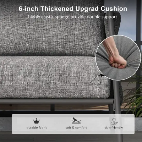 LayinSun 7 Piece Outdoor Furniture Set with Fire Pit Table, Modern Rope Woven Patio Conversation Sofa Set with Olefin image {4}