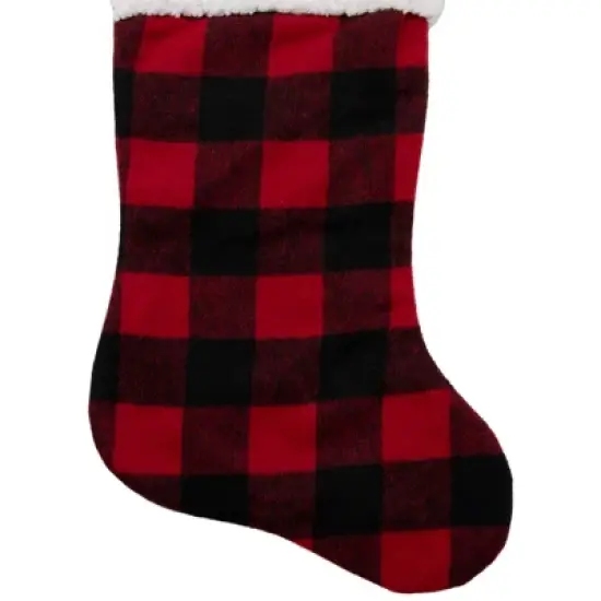Northlight 23" Black and Red Rustic Buffalo Plaid Christmas Stocking image {3}