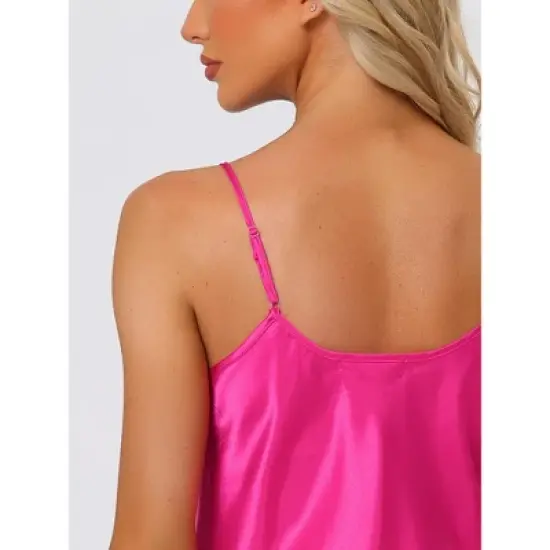 cheibear Women's Satin Nightgown Lounge Sleepwear Cami Dress with Tassel Pajama Dress image {3}