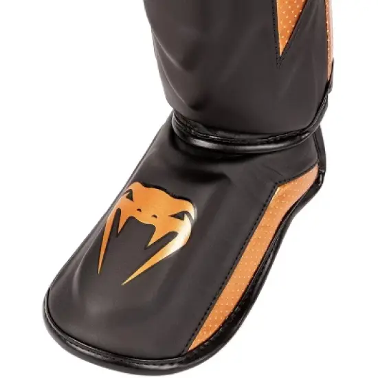 Venum Elite Evo Protective Shin Instep Guards - Black/Bronze image {1}