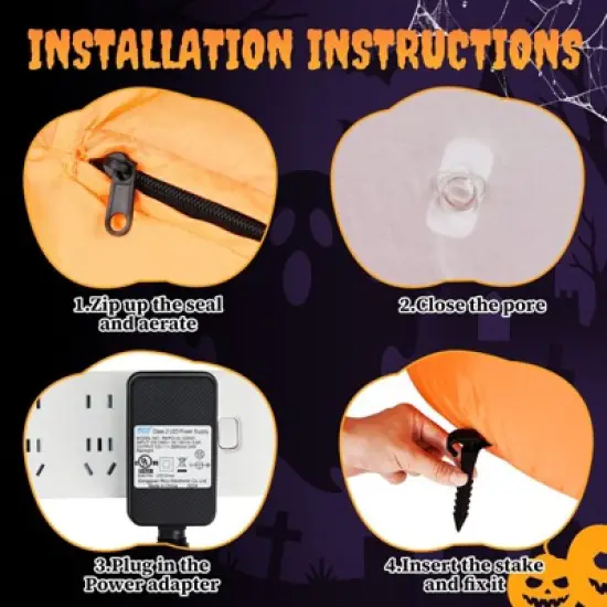 Karl Home 2.8 FT Lighted Halloween Inflatables Animated Pumpkin Ghost Outdoor Decoration image {6}