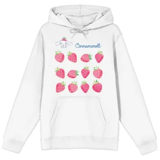 Cinnamoroll Strawberries Women's White Pullover Hoodie image {4}