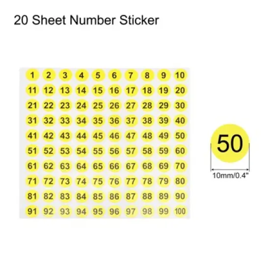 Unique Bargains Office Home Warehouse Self-Adhesive 1-100 Round Number Label image {1}