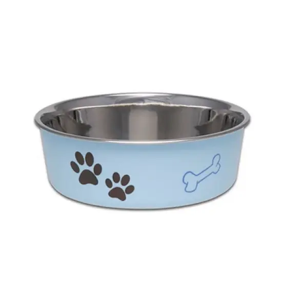Loving Pets Stainless Steel & Light Blue Dish with Rubber Base image {1}