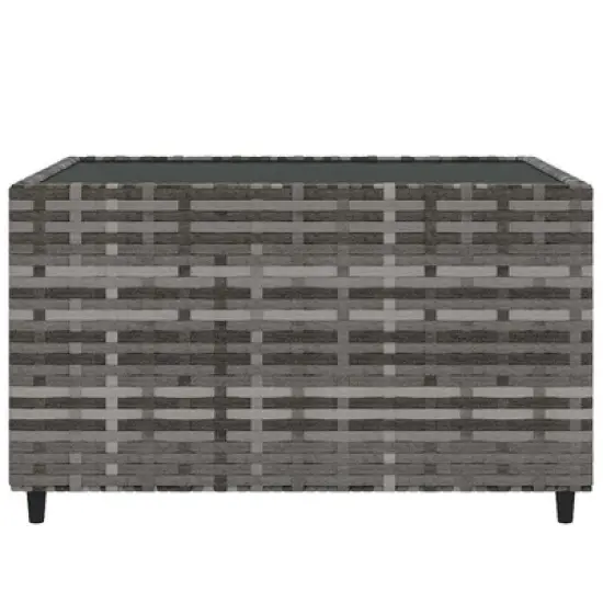 vidaXL Patio Lounge Set Gray PE Rattan Medium Adjustable Feet image {7}