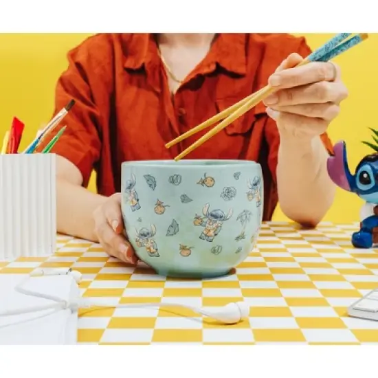 Silver Buffalo Disney Lilo & Stitch Hawaiian Icons 20-Ounce Ramen Bowl and Chopstick Set image {4}