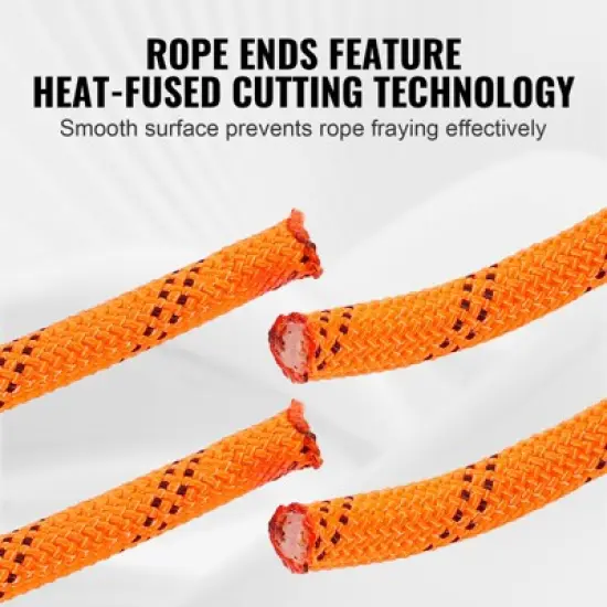 VEVOR Dual-Weave Polyester Cord, 3/8 inch by 120 feet, 48-Strand, 4000 Pound Tensile Strength, Multi-Use Rope for Arborist Activities, Orange/Black image {6}