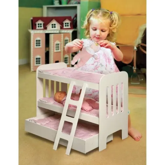 Badger Basket Trundle Doll Bunk Bed with Ladder and Free Personalization Kit - White/Pink image {3}