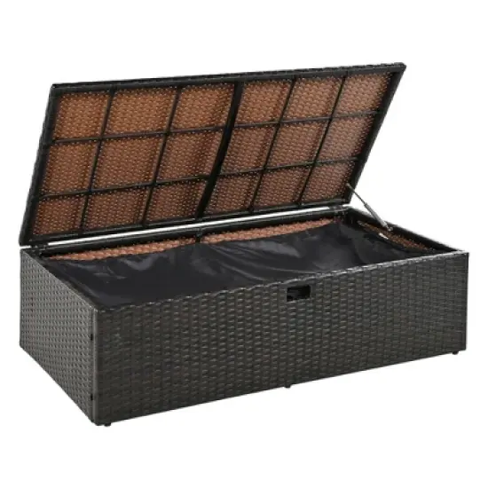 YOOCOZZ 2-Piece Patio Rattan Loveseat with 5 Positions and Bench Lounge Roof Set image {6}