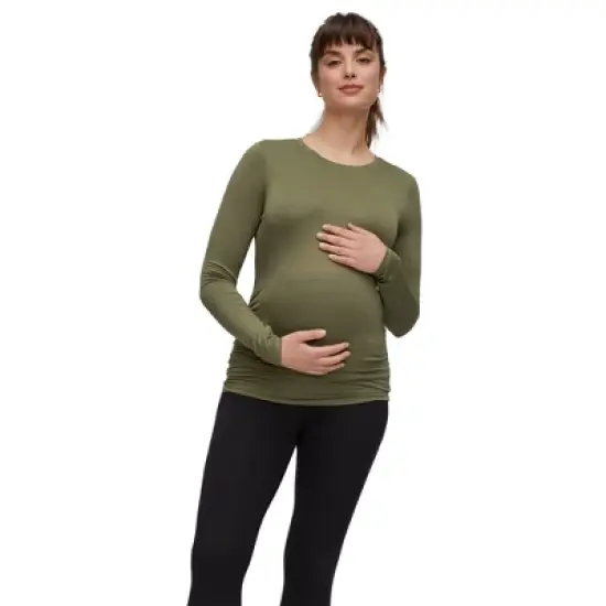 Longsleeve Side Ruched Maternity T Shirt | Motherhood Maternity image {10}