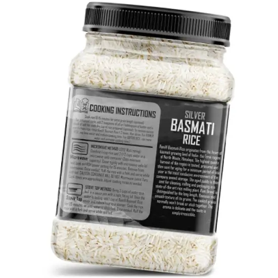 Silver White Basmati Rice Extra Long - 32oz (2lbs) PET Jar - Rani Brand Authentic Indian Products image {6}