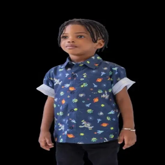 Disney Lilo & Stitch Mickey Mouse Lion King Pixar Toy Story Cars Hawaiian Button Down  Shirt Toddler to Big Kid image {7}