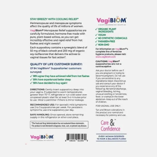 VagiBIOM&reg; Menopause Relief Suppositories (10 count) image {9}