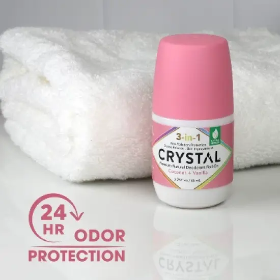 Crystal 3-in-1 Natural Mineral Roll-On Deodorant Coconut + Vanilla - 2.25 fl oz image {2}