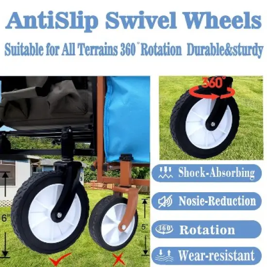 Minimeetall Colorful Collapsible Foldable Wagon Cart with strapping system, Beach Wagongreen line image {2}