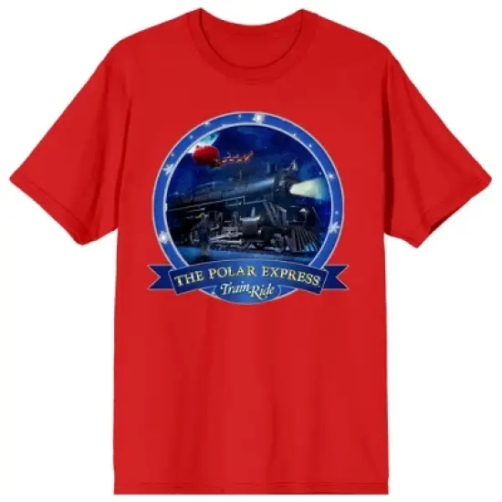 Polar Express Train Ride Logo Crew Neck Short Sleeve Red Women's T-shirt image {8}