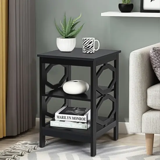 Costway 3-tier Nightstand Sofa Side End Accent Table Storage Display Shelf White\Black\Espresso\Grey image {4}