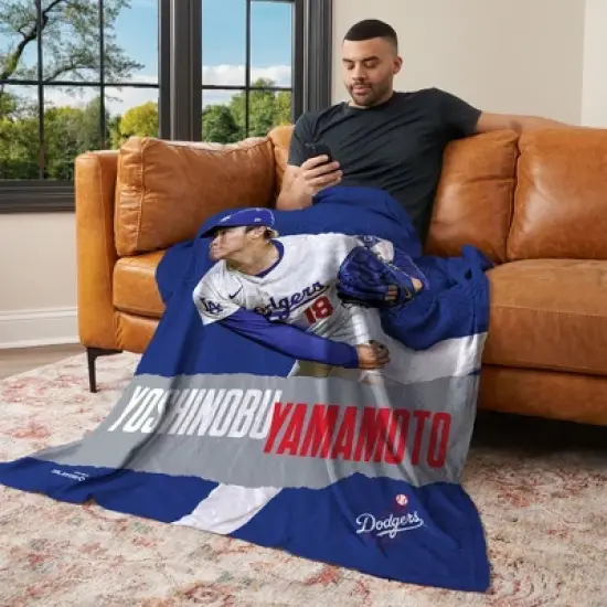 MLB Yoshinobu Yamamoto Player Silk Touch Throw Blanket 50 x 60 Inches image {1}