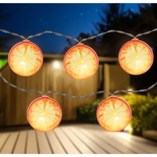 Northlight LED Orange Slice Indoor Outdoor Patio Light Set - 4.5' Clear Wire - 10ct image {1}