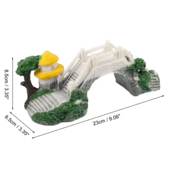 Unique Bargains Arch Bridge Decoration Resin Accessories White Gray Green Brown 9.06" Length image {3}