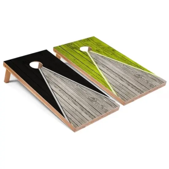 Skip's Garage Black and Lime Pyramid Cornhole Board Set, Includes 2 Boards, 8 Bags image {6}