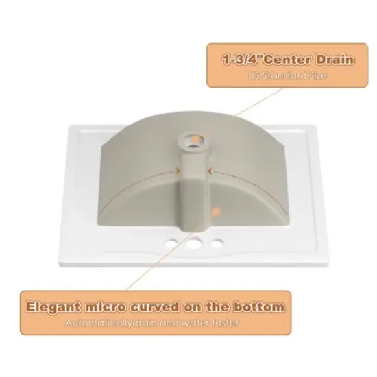 Bathroom Ceramic Vanity Top with Three Holes in White image {4}