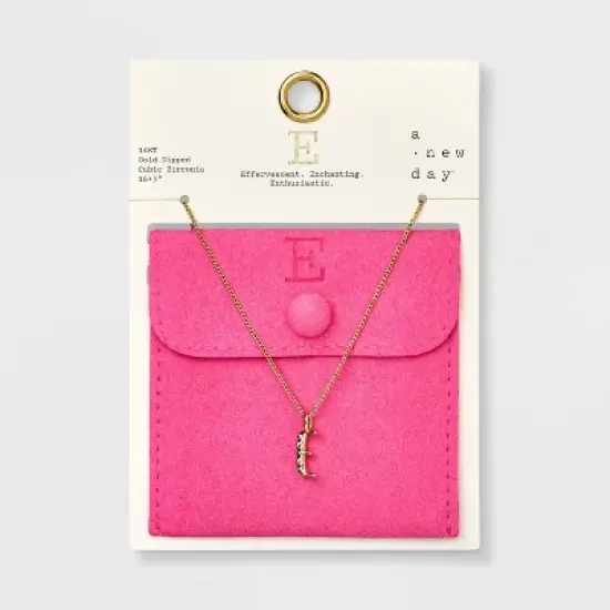 Gold Dipped Cubic Zirconia Initial Pendant Necklace - A New Day&trade; Gold image {8}