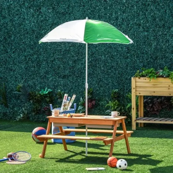 Dexmalle Kids Picnic Table with Umbrella and Storage Inside image {2}