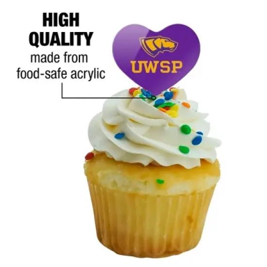 University of Wisconsin-Stevens Point Primary Logo Heart Love Cupcake Picks Toppers Decoration Set of 6 image {2}
